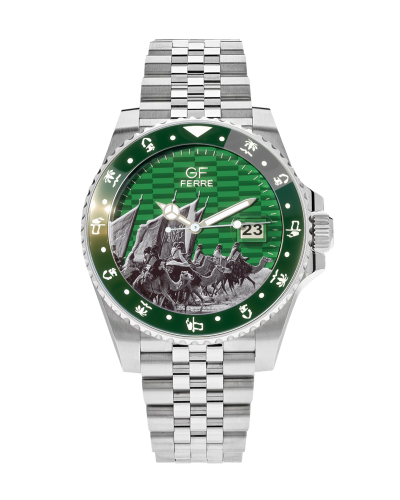 ساعة رجالية ماركة جي اف فيرري صناعة سويسرية فضي مي...
