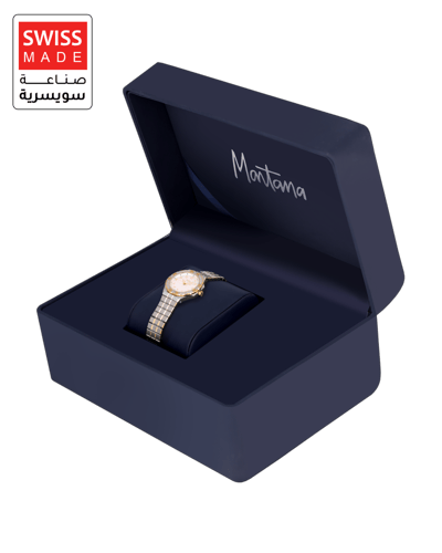 ساعة الماس ماركة مونتانا صناعة سويسرية فضي ذهبي مي...