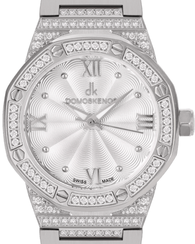 ساعة الماس نسائية صناعة سويسرية ماركة دي كي فضي مي...