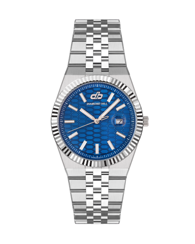 ساعة رجالية ماركة دايموند هيل فضي مينا ازرق DHSSBL...