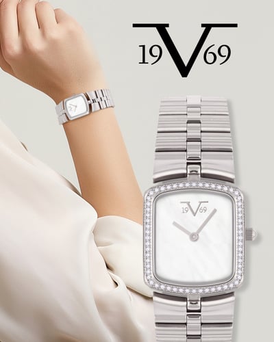 ساعة نسائية ماركة V19.69 فضي مينا صدفي موديل VSSW0...