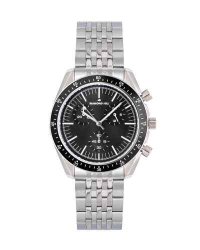 ساعة رجالية ماركة دايموند هيل فضي مينا اسود موديل...