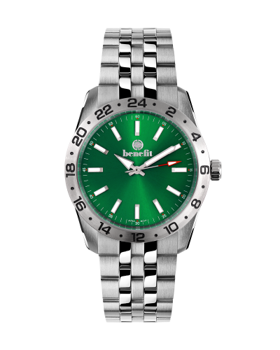 ساعة رجالية ماركة بنفيت فضي مينا اخضر موديل BNSSGR...