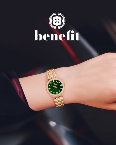 ساعة نسائية ماركة بنفيت ذهبي مينا اخضر موديل BNGPG...