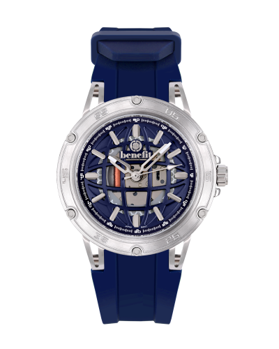 ساعة رجالية ماركة بنفيت فضي مينا ازرق موديل BNSSBL...