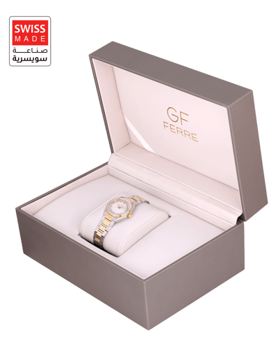 ساعة نسائية صناعة سويسرية ماركة جي اف فيرري فضي ذه...