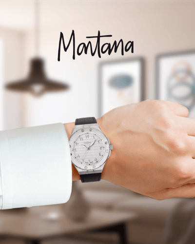 ساعة رجالية صناعة سويسرية ماركة مونتانا فضي مينا ف...