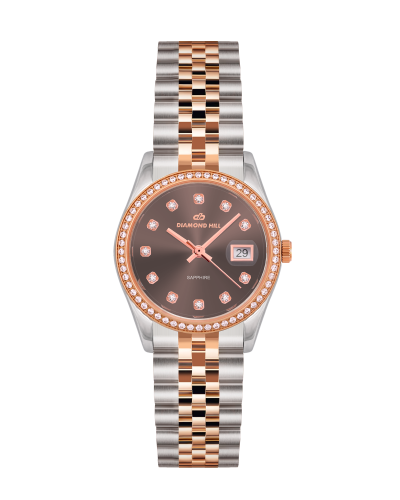 ساعة نسائية ماركة دايموندهيل فضي روز DH-9002L