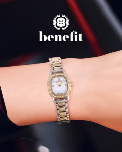ساعة نسائية ماركة بنفيت فضي ذهبي مينا صدفي موديل B...