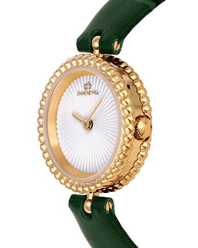 ساعة نسائية ماركة دايموند هيل موديل ذهبي جلد اخضر...