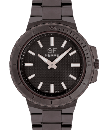 ساعة رجالية صناعة سويسرية ماركة جي اف اسود مينا اس...