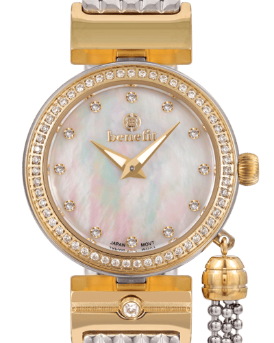 ساعة نسائية ماركة بنفيت ذهبي فضي مينا صدفي موديل B...