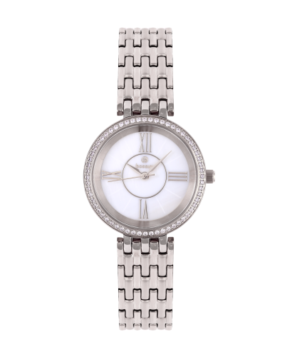 ساعة بوسيني نسائية فضي مينا ابيض موديل BSSS694L