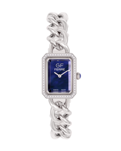 ساعة نسائية ماركة جي اف فرري فضي مينا ازرق موديل G...