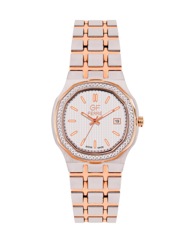 ساعة نسائية صناعة سويسرية ماركة جي اف فيرري فضي رو...