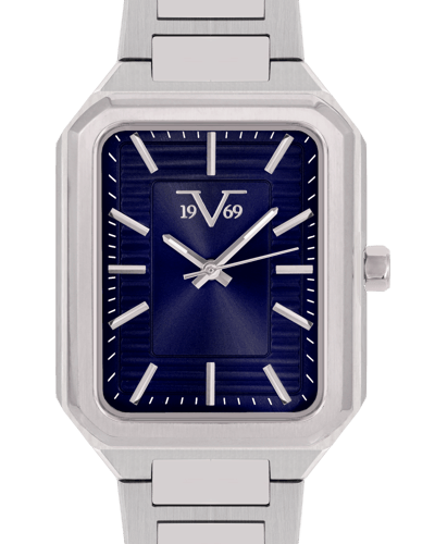 ساعة رجالية ماركة V19.69 فضي مينا ازرق موديل VSSBL...
