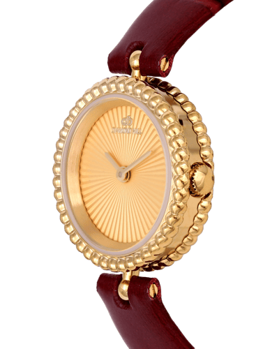 ساعة نسائية ماركة دايموند هيل موديل ذهبي جلد احمر...
