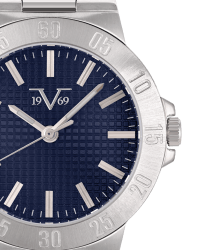 ساعة رجالية ماركة V19.69 فضي مينا ازرق موديل VSSBL...