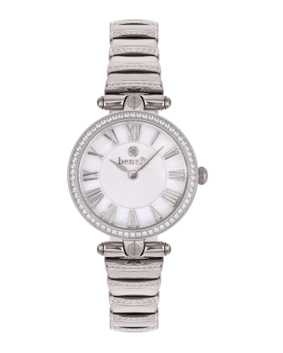 ساعة نسائية ماركة بنفيت فضي مينا صدفي موديل BJ1700...