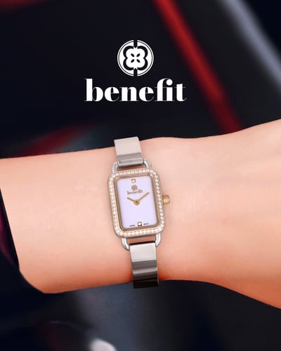 ساعة نسائية ماركة بنفيت فضي ذهبي مينا صدفي موديل B...