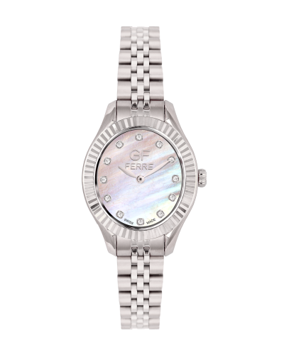 ساعة نسائية ماركة جي اف فيرري فضي مينا صدفي موديل...