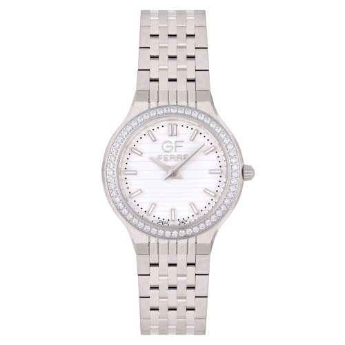 ساعة نسائية ماركة جي اف فيرري فضي مينا ابيض GF1700...