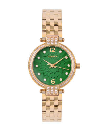ساعة نسائية ماركة بوسيني ذهبي مينا اخضر موديل BSGP...