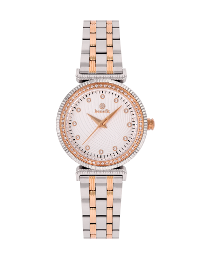 ساعة نسائية ماركة بنفيت فضي روز مينا ابيض موديل BN...