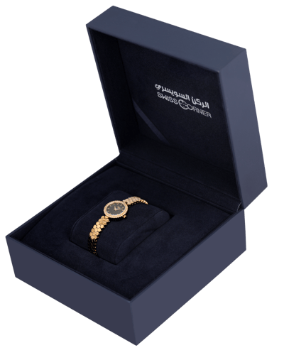 V19.69 ساعه نسائيه ستانلس ستيل ذهبي ميناء اخضر , 1...