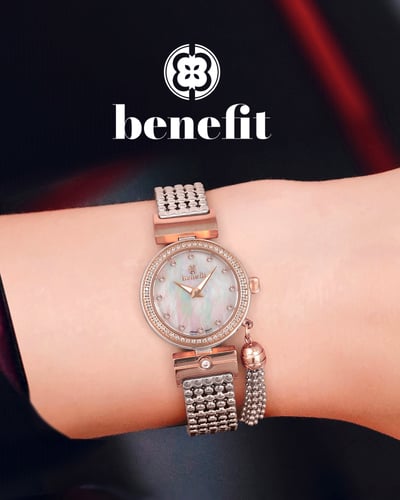 ساعة نسائية ماركة بنفيت فضي روز مينا صدفي موديل BN...