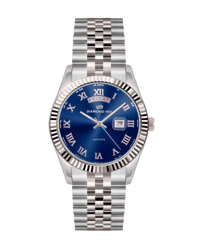ساعة رجالية ماركة دايموند هيل فضي مينا ازرق DH-900...