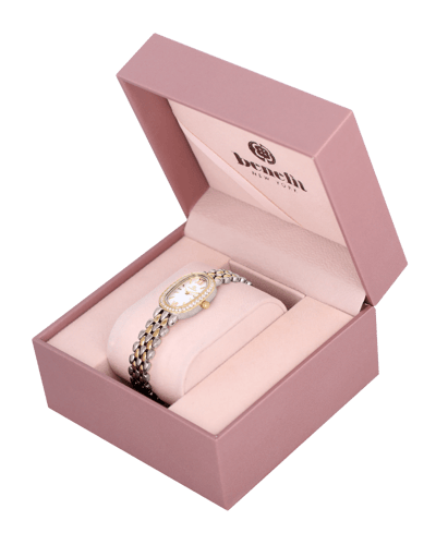 ساعة نسائية ماركة بنفيت فضي ذهبي مينا ابيض موديل B...