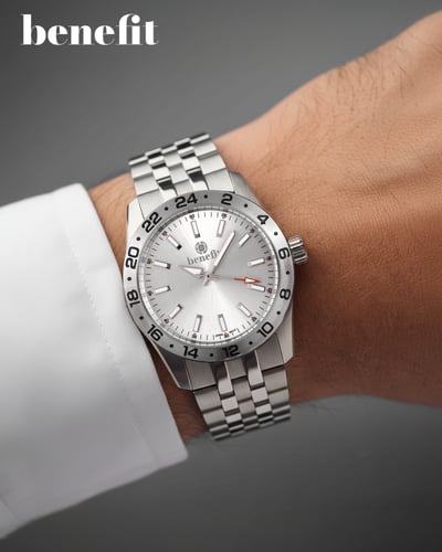 ساعة رجالية ماركة بنفيت فضي مينا فضي موديل BNSSSL1...