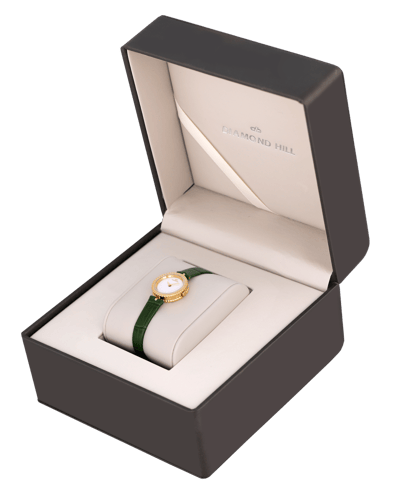 ساعة نسائية ماركة دايموند هيل موديل ذهبي جلد اخضر...