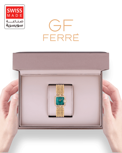 ساعة نسائية ماركة جي اف فيرري صناعة سويسرية ذهبي م...