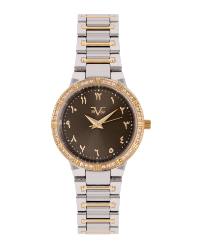 ساعة نسائية ماركة V19.69 فضي ذهبي مينا رمادي موديل...