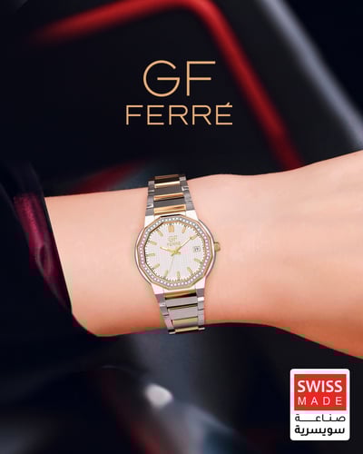 ساعة نسائية ماركة جي اف فيرري فضي ذهبي موديل GF806...