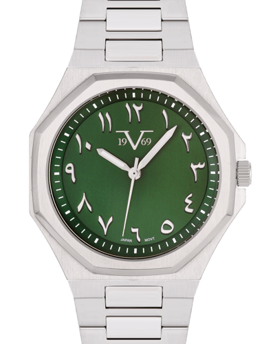 ساعة رجالية ماركة V19.69 فضي مينا اخضر موديل VSSSL...