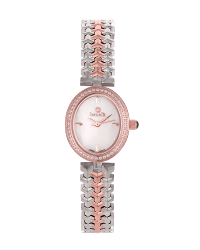 Benefit Women's Silver Rose-Tone Stainless Steel Watch with Mother-of-Pearl Dial – Model BNTTGRWH10052L