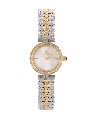 Benefit Women's Silver & Gold-Tone Stainless Steel Watch with Mother-of-Pearl Dial – Model BNTTGPWH10051L