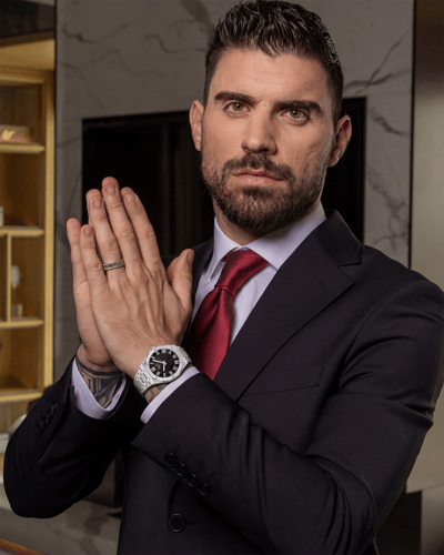 ساعة رجالية ماركة V19.69 فضي مينا أسود موديل VSSBK...