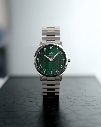 ساعة رجالية ماركة دايموند هيل فضي مينا اخضر DHSSGR...