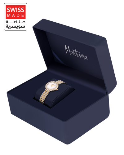 ساعة نسائية صناعة سويسرية ماركة مونتانا فضي ذهبي م...