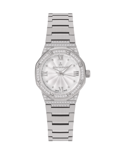 ساعة الماس نسائية صناعة سويسرية ماركة دي كي فضي مي...