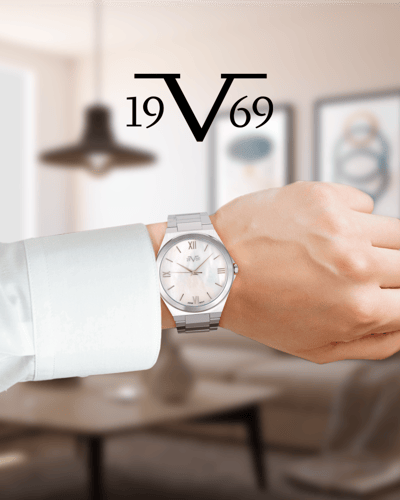 ساعة رجالية ماركة V19.69 فضي مينا صدفي موديل VSSW2...