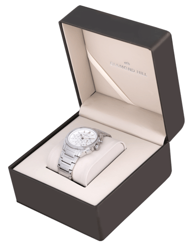 ساعة رجالية ماركة دايموند هيل فضي مينا ابيض موديل...
