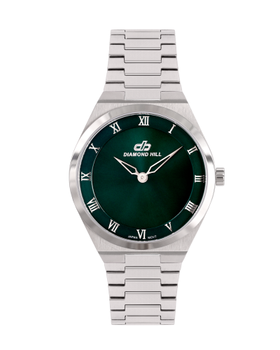 ساعة رجالية ماركة دايموند هيل فضي مينا اخضر موديل...