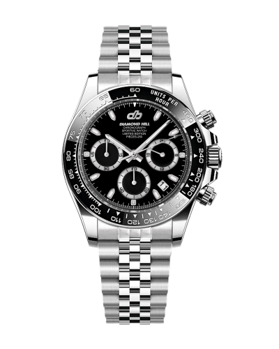 ساعة رجالية ماركة دايموند هيل فضي مينا اسود DHSSBK...
