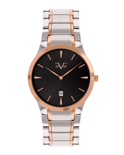 ساعة رجالية ماركة V19.69 فضي روز مينا اسود موديل V...