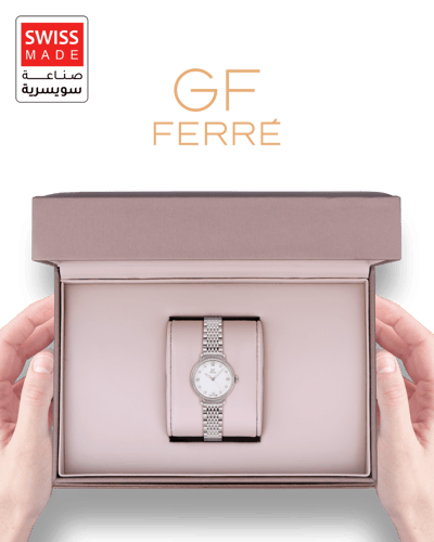 ساعة نسائية صناعة سويسرية ماركة جي اف فيرري فضي مي...